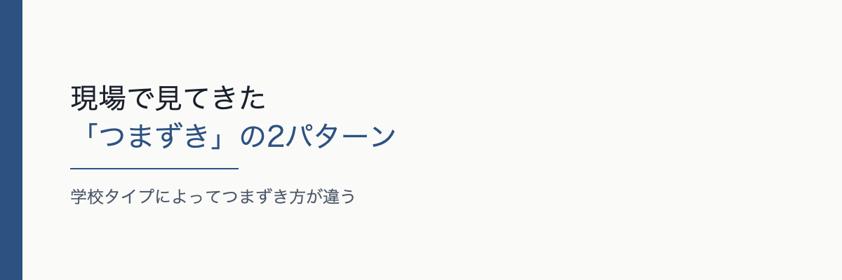 現場で見てきた「つまずき」の2パターン——学校タイプによる違い
